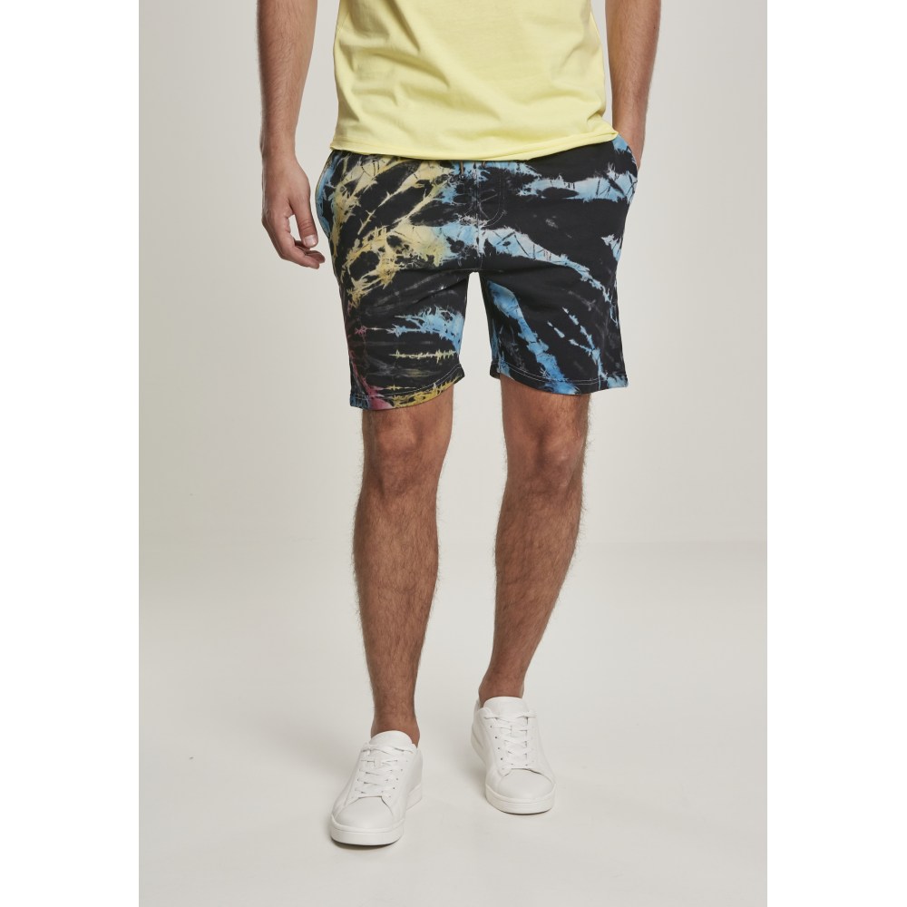 Urban Classics - Tie Dye Pantalon court - Noir/Multicolore